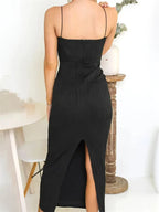 Robe longue froncée sans manches pour femmes