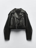 Veste courte en similicuir PU pour femmes