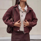 Manteau rétro en daim pour femmes