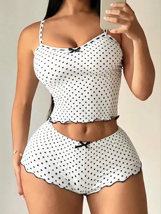 Pyjama à Pois Femme – Débardeur et Short Léger d’Été