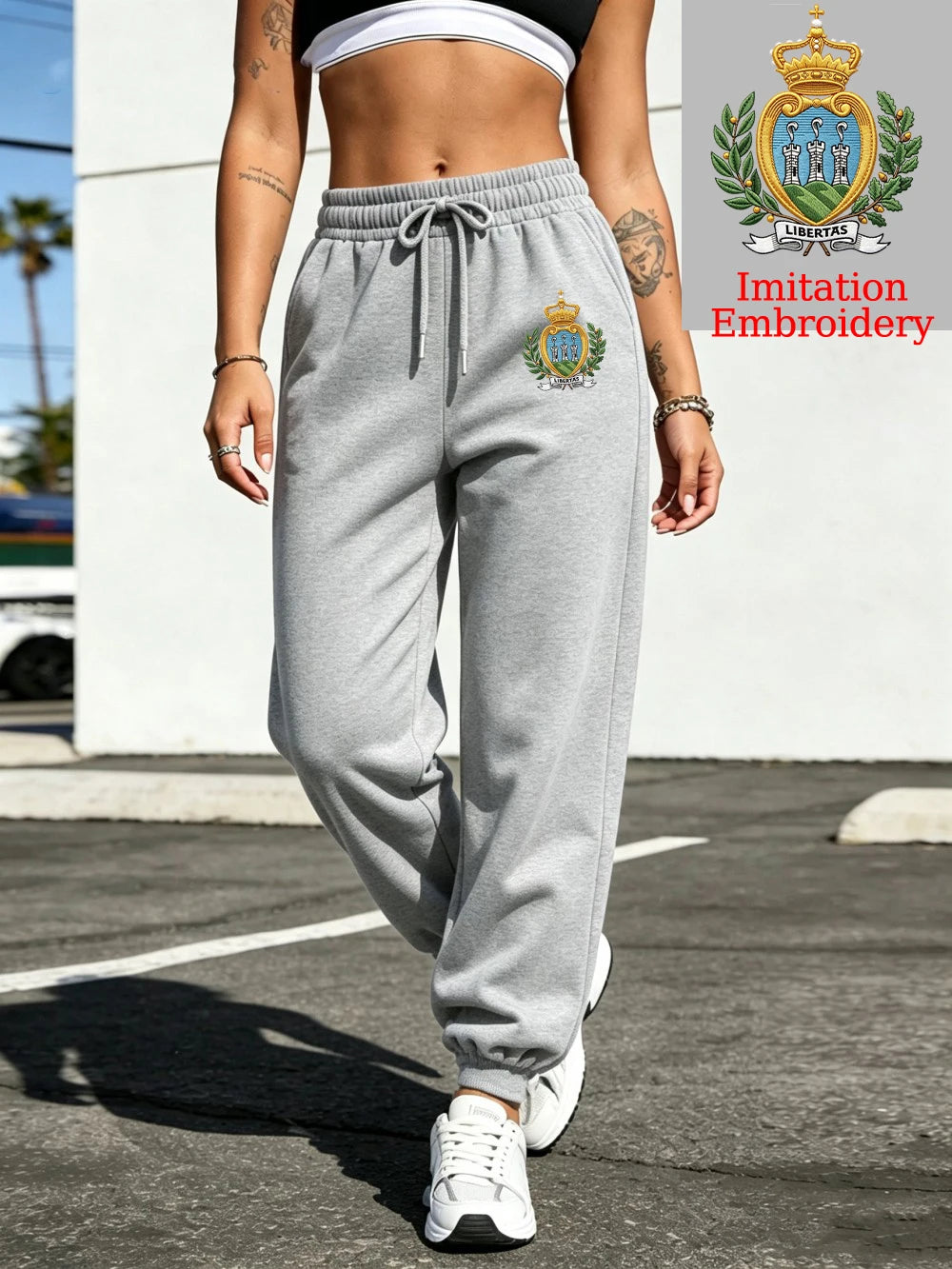 Pantalon de survêtement imprimé emblème de Saint-Marin pour femmes