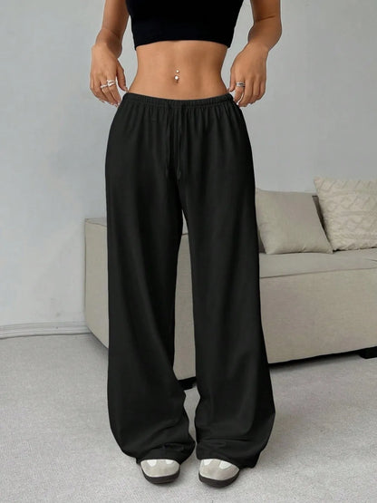 Pantalon Large Uni Femme – Taille Élastique