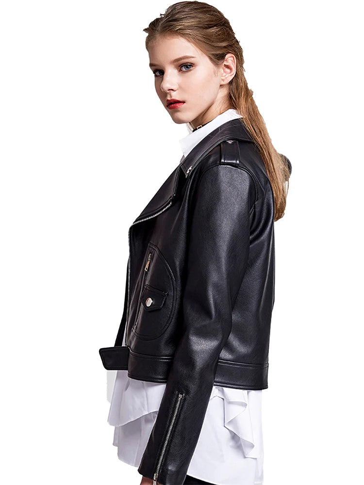 Veste en faux cuir pour femmes