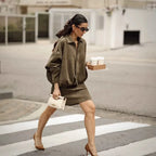 Blouson aviateur avec manches chauve-souris et fermeture éclair pour femmes