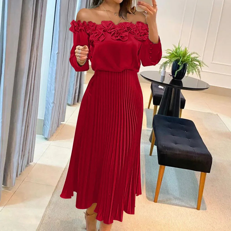 Robe de soirée plissée à volants pour femmes