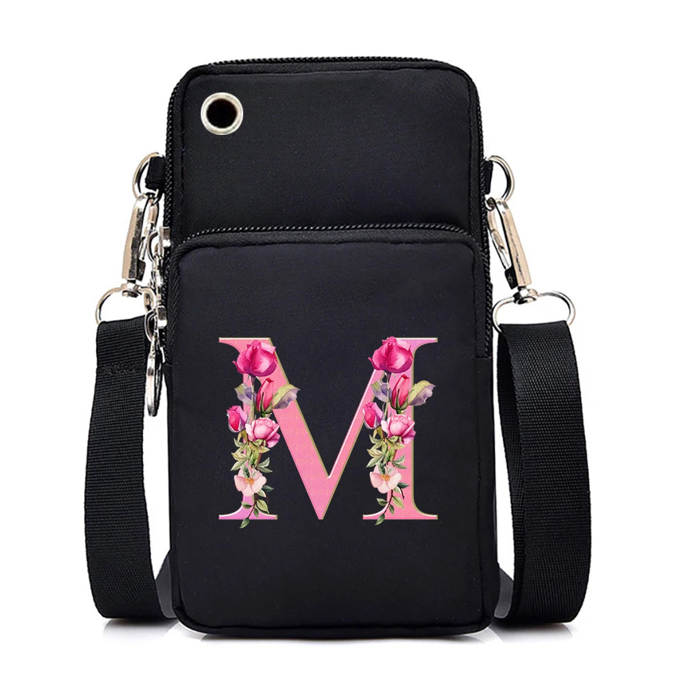 Sac à bandoulière série lettres Sakura rose pour téléphone portable pour femmes