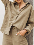 Chemise boutonnée à manches longues pour femmes