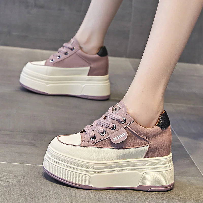 Baskets en cuir véritable femmes