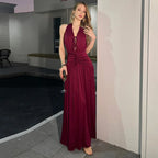 Robe longue dos nu élégante et sexy à col halter pour femmes