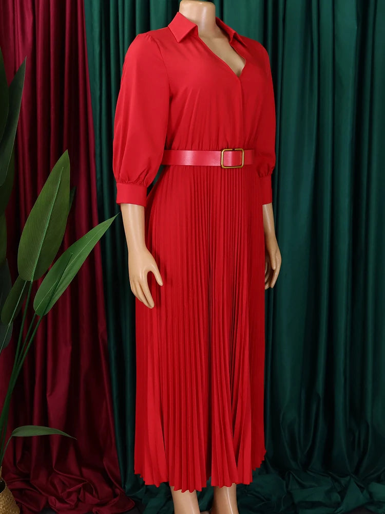 Robe de soirée à manches longues et col en V pour femmes