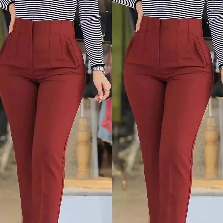 Pantalon plissé à fermeture éclair pour femmes