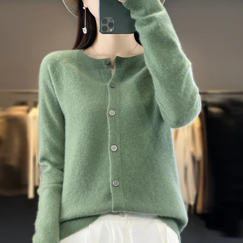 Cardigan ample 100% laine pure pour femmes
