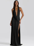 Robe à col en V profond pour femmes