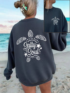 Sweat-shirt à capuche Salty Soul imprimé tortue pour femmes
