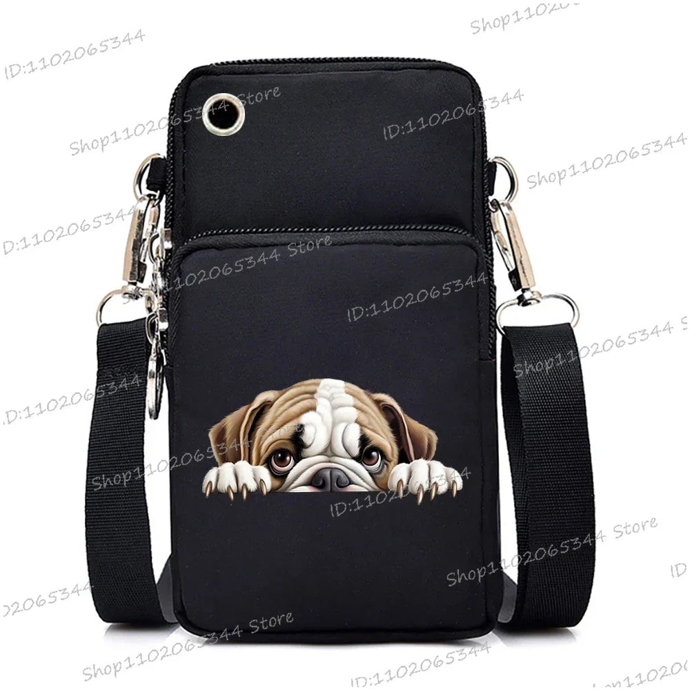 Sac à main pour téléphone portable imprimé chien 3D pour femmes