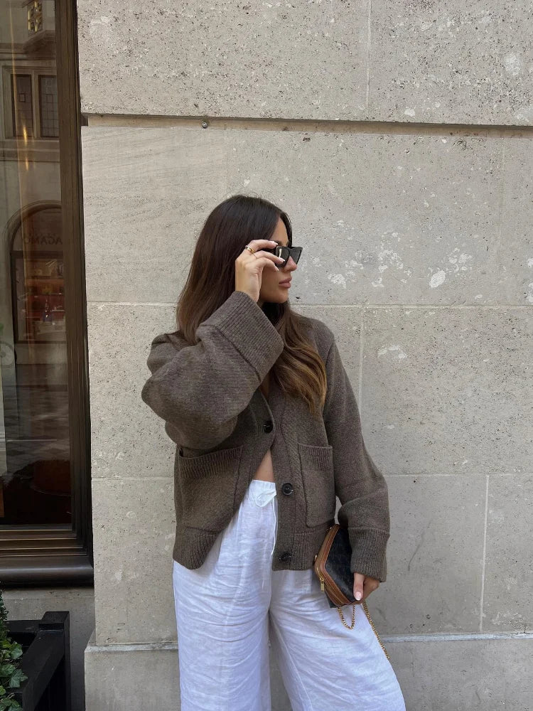Cardigan décontracté à col en V pour femmes