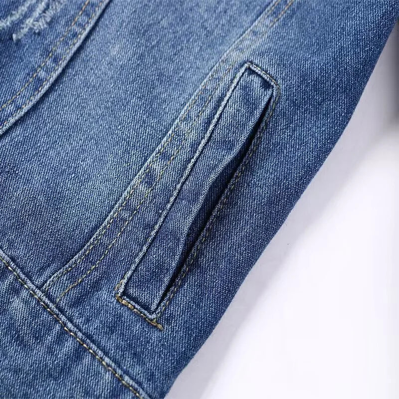 Veste en jean vintage délavé pour femmes