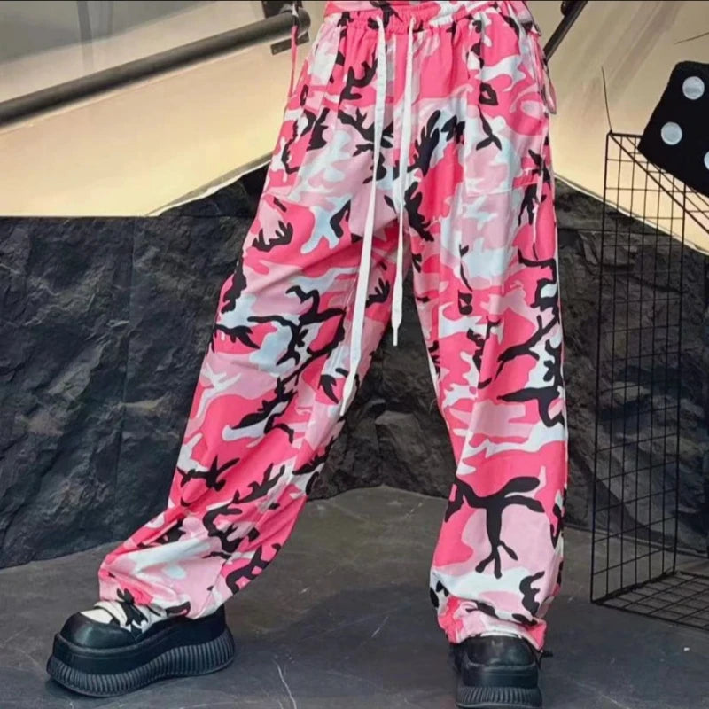 Pantalon ample de couleur camouflage esthétique pour femmes