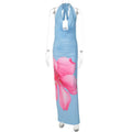 Robe maxi dos nu imprimée à lacets pour femmes
