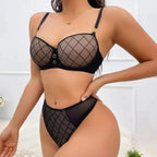 Ensemble de soutien-gorge avec anneau en acier et culotte assortie pour femmes