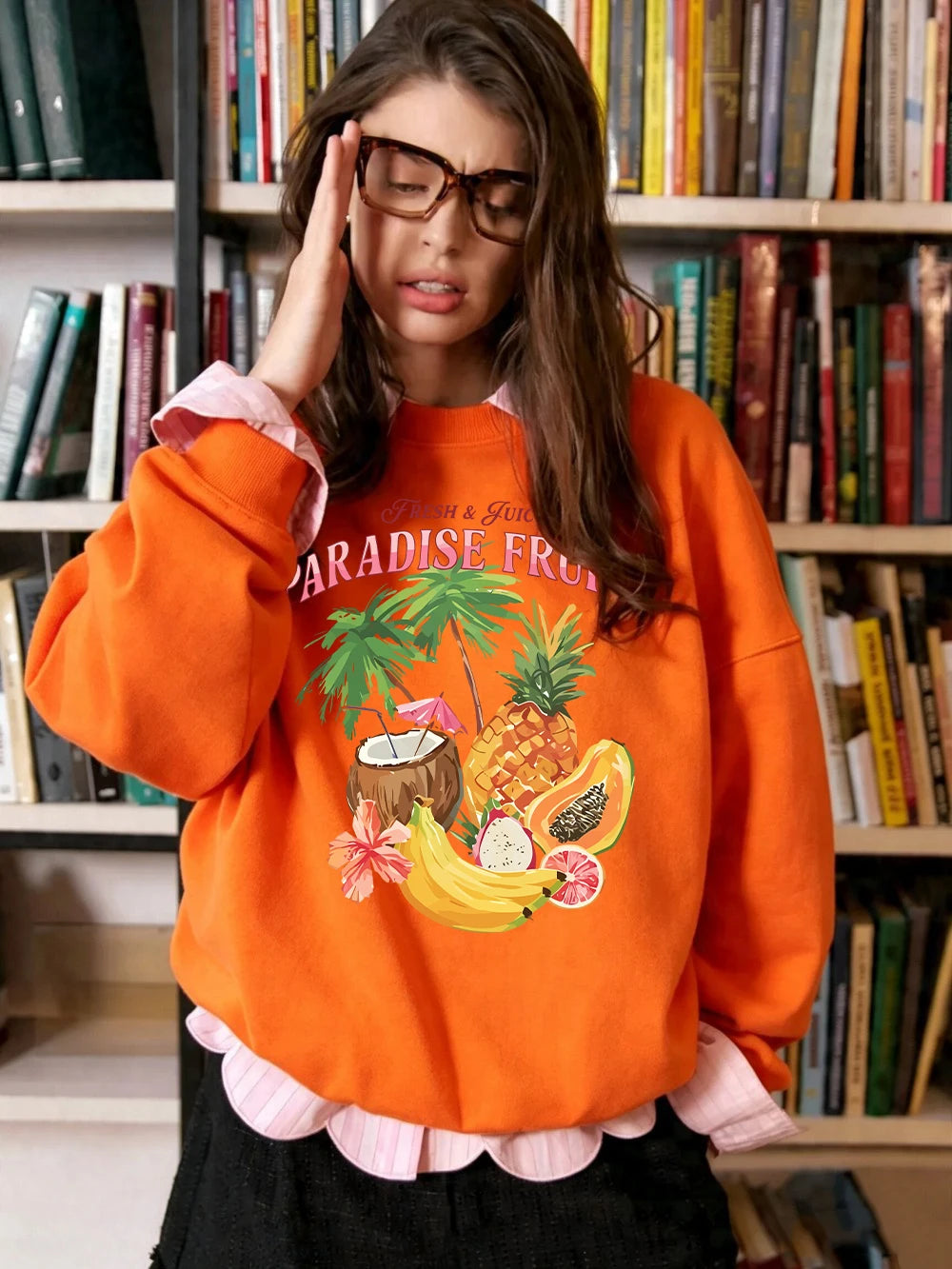 Sweat-shirts à imprimés de fruits frais et juteux Paradise pour femmes