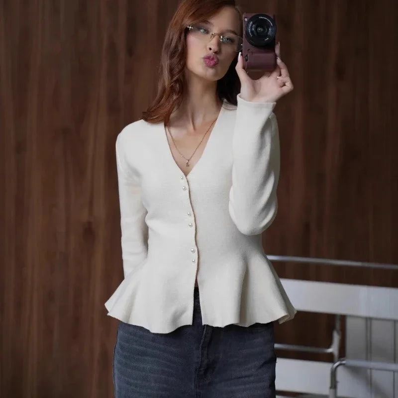 Gilet cardigan long à manches longues en maille pour femmes