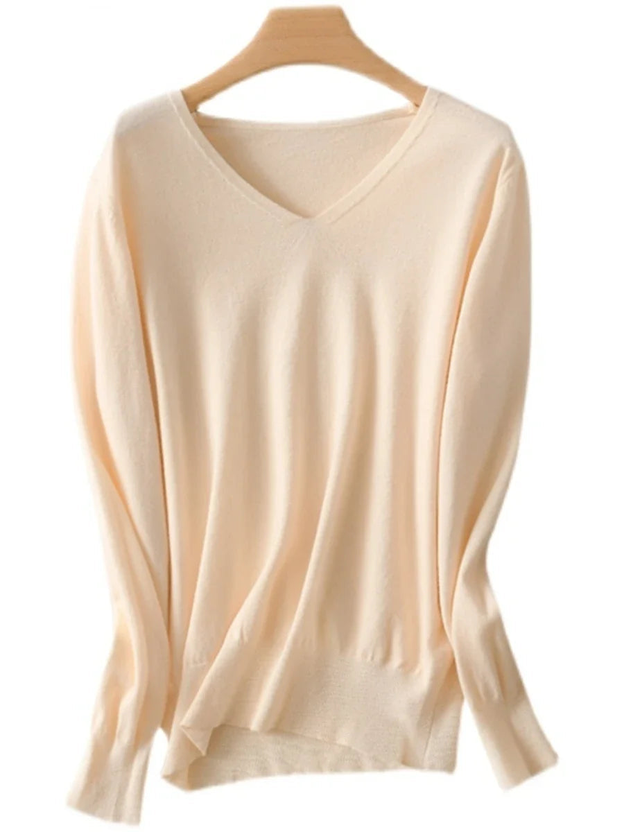 Pull tricoté avec col en v pour femmes