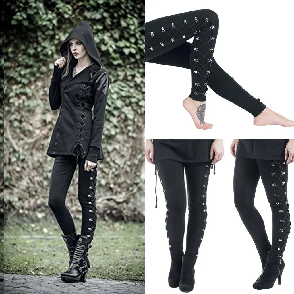 Leggings à lacets gothiques pour femmes
