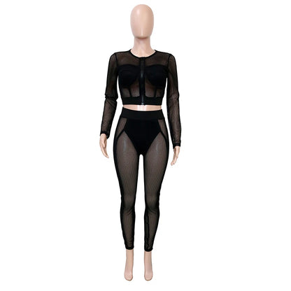 Ensemble femme 2 pièces zippé avec t-shirt et legging