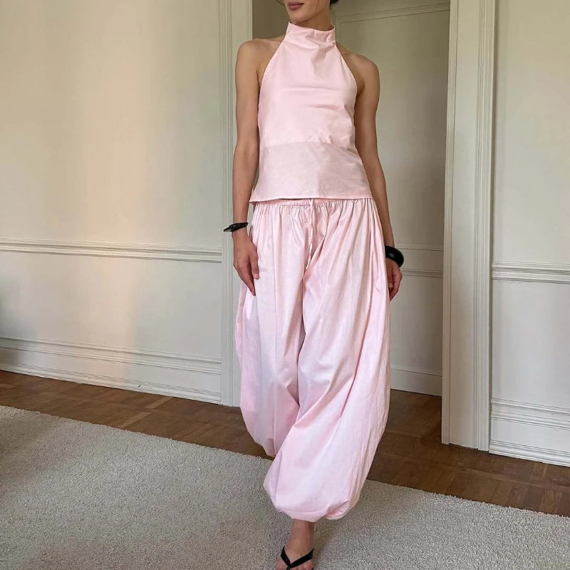 Ensemble pantalon et haut dos nu pour femmes