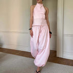 Ensemble pantalon et haut dos nu pour femmes