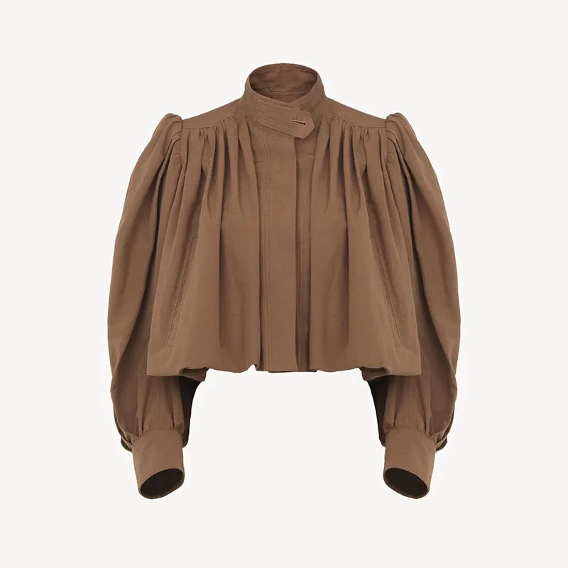 Veste courte tendance à col montant pour femmes