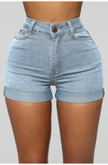 Shorts en jeans taille frisé pour femmes
