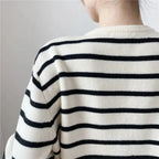 Cardigan en tricot rayé contrastant pour femmes
