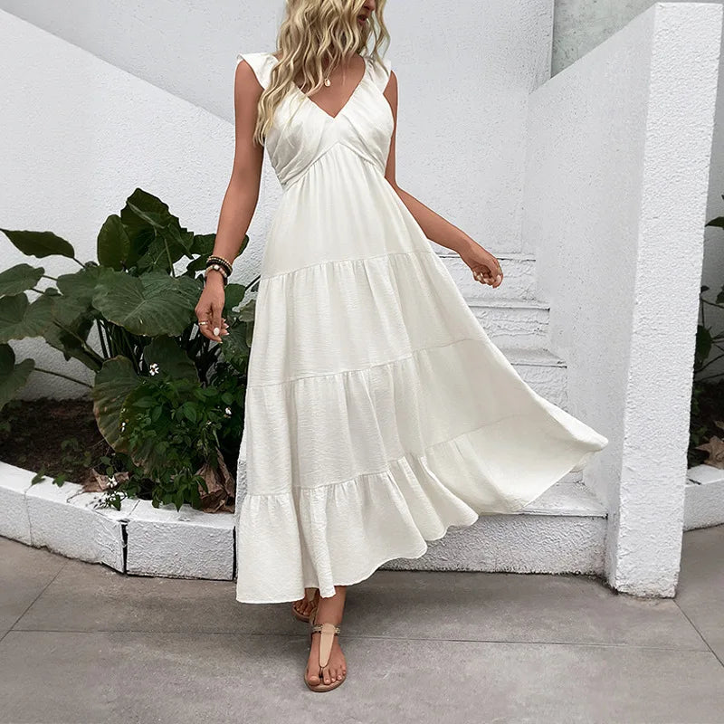 Robes longues blanches bohèmes pour femmes