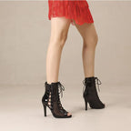 Bottines à lacets et talons hauts pour femmes
