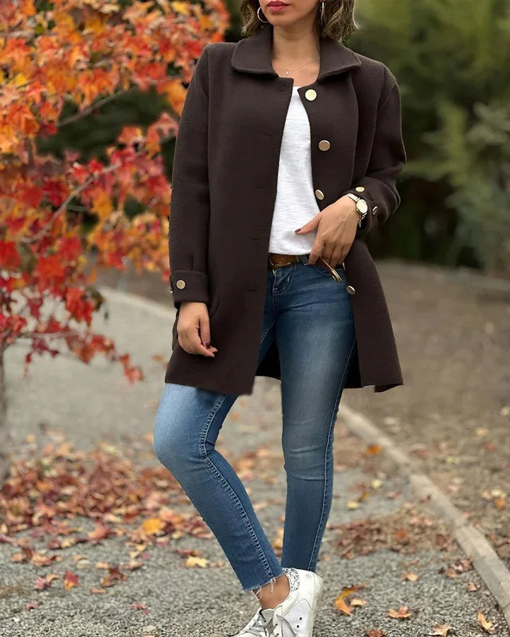 Manteau Long Femme – Laine Mélangée
