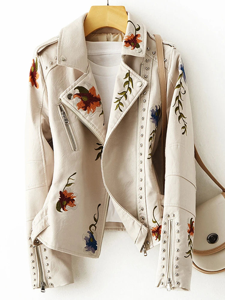 Blouson en similicuir souple pour femmes