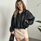 Veste en faux cuir pour femmes