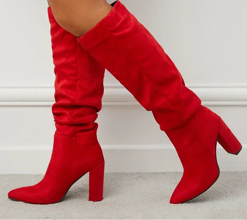 Bottes au genou confortables et chaudes pour femmes