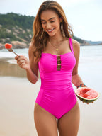 Maillot de bain une pièce, couleur unie, Push Up pour femmes