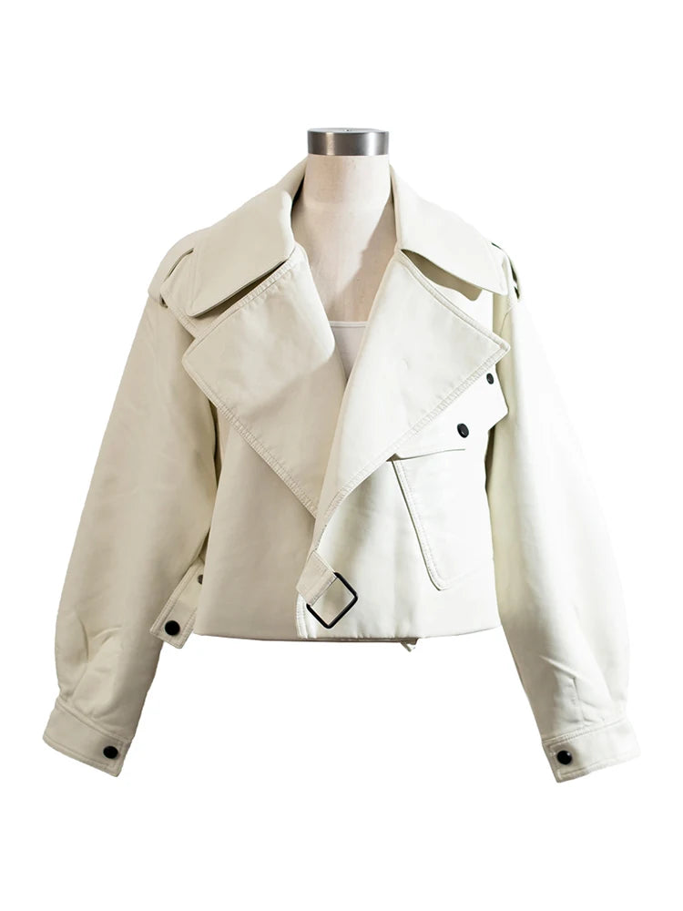 Veste courte en faux cuir pour femmes