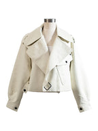 Veste courte en faux cuir pour femmes