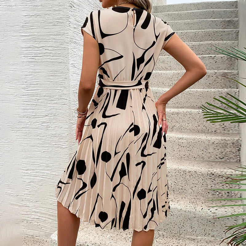 Robe mi-longue imprimée ample pour femmes
