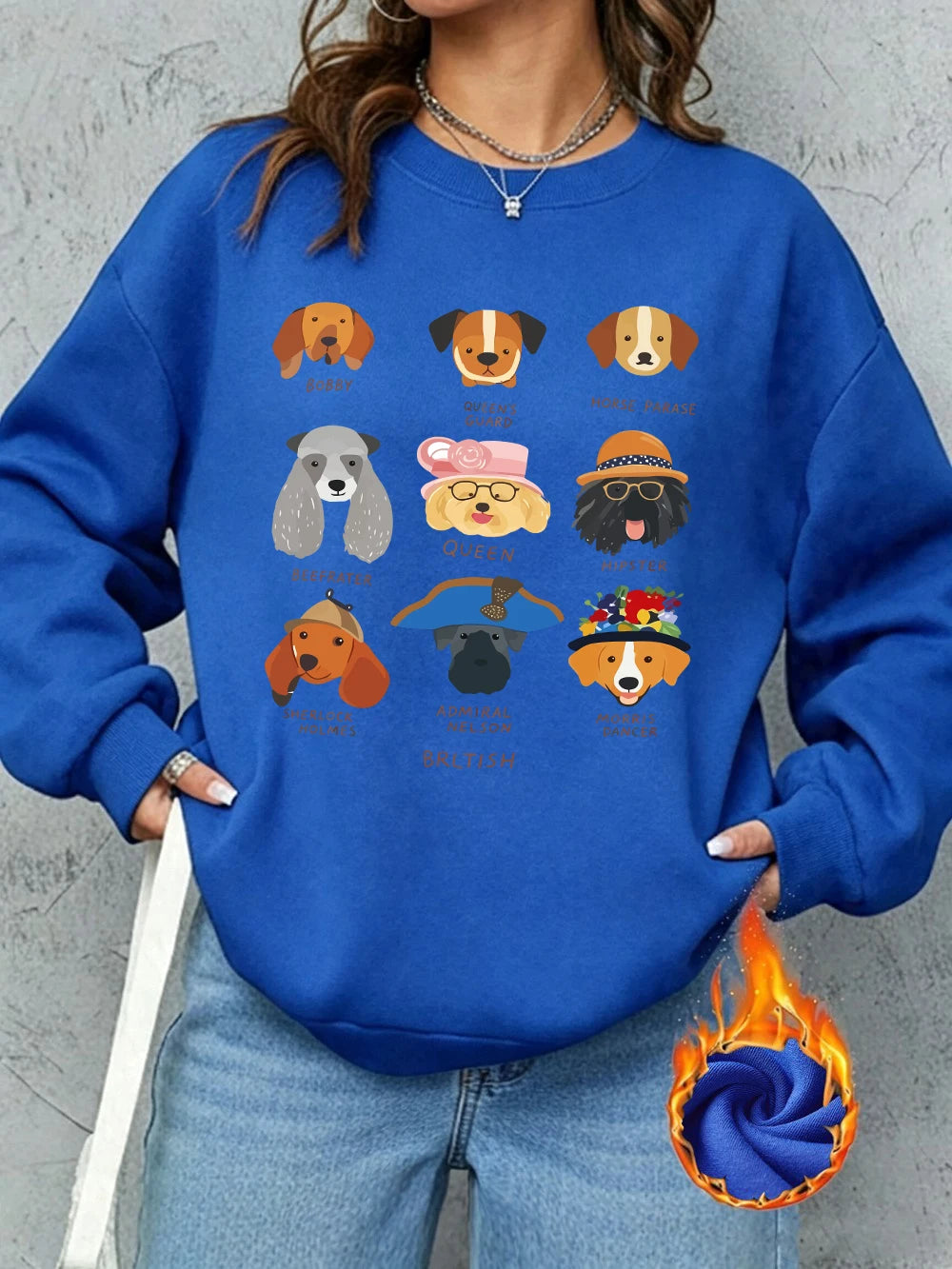 Sweat-shirt à capuche imprimé tête de chien pour femmes