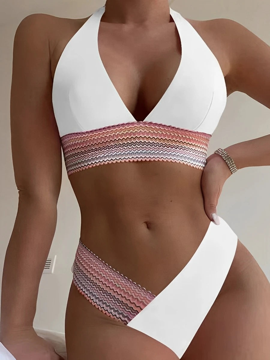 Maillot de bain deux pièce à bandage pour femmes