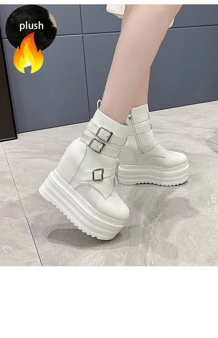 Bottines en cuir PU pour femmes