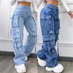 Jean décontracté taille haute pour femmes