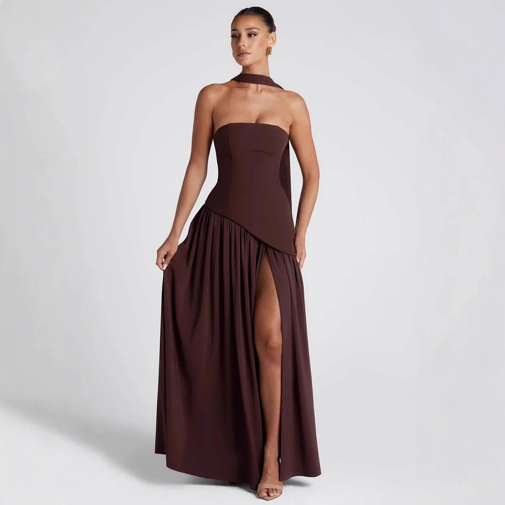 Robe longue tube fendue à la taille haute, pour femmes