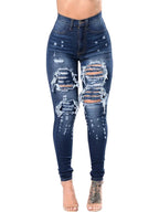 Jean déchiré en denim pour femmes